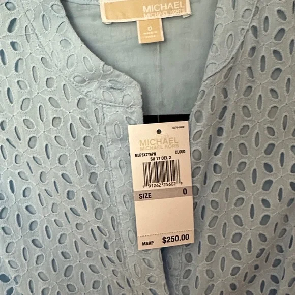Michael Kors Sky Blue Eyelet Blouse - Picture 5 of 6